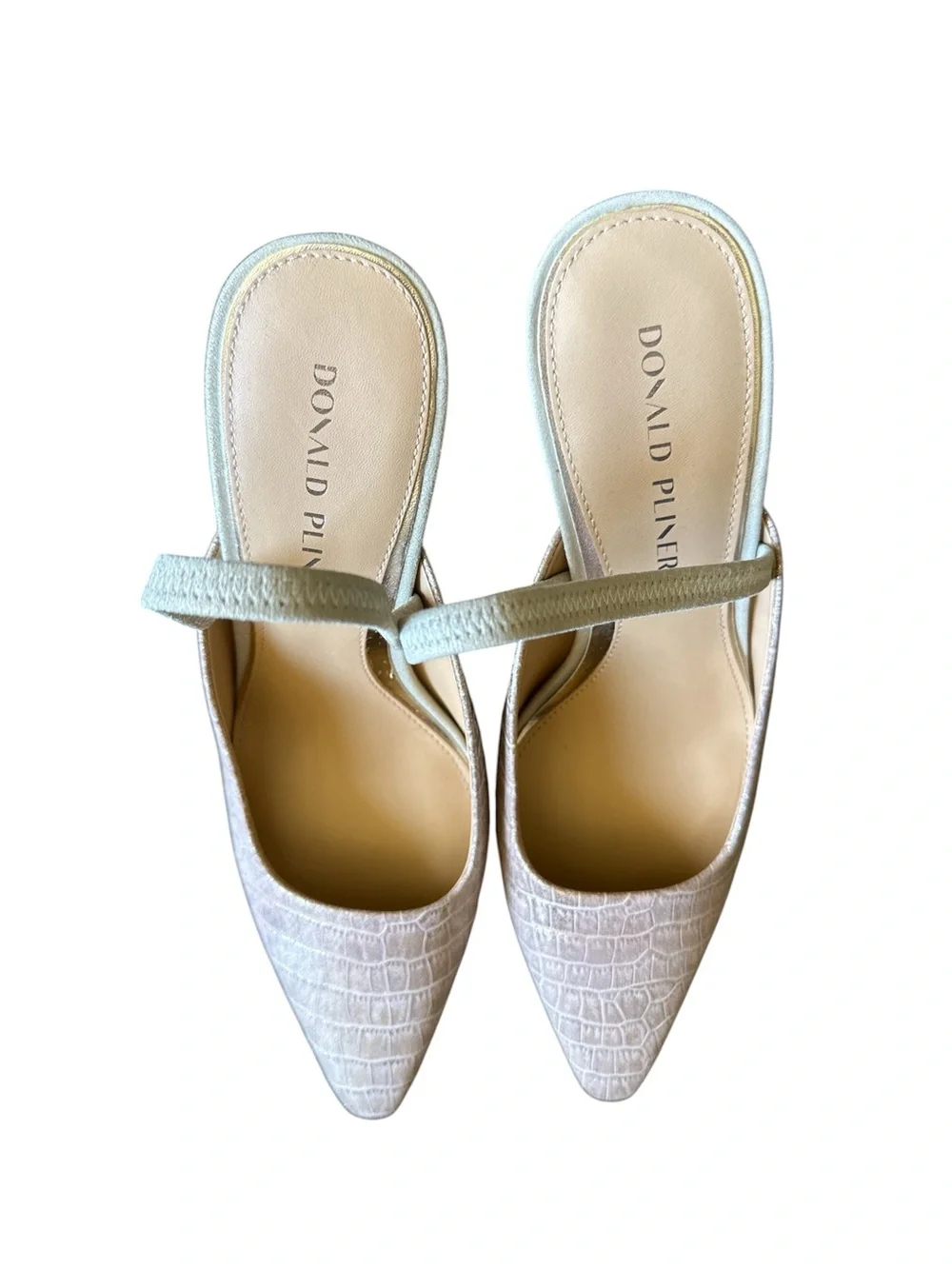 Donald Pliner Women’s Rose Gold Croc-Embossed Slingback Heels size 9.5